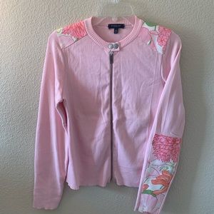 Burberry Pink Floral Cardigan Sweater